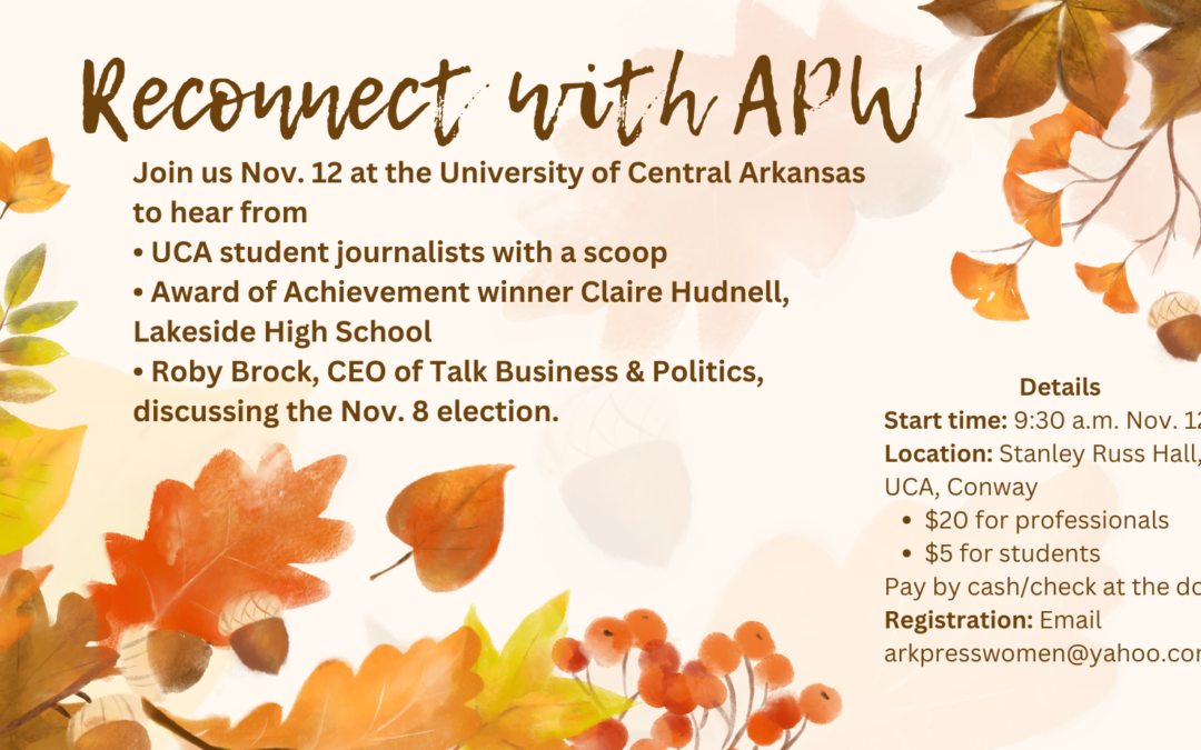 Fall-themed graphic inviting people to Nov. 12 event at UCA in Conway